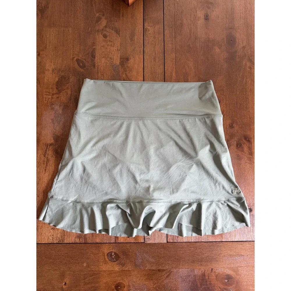 Albion Fit Sage Green Ruffle Swim Skirt XL High Waisted Bikini Bottom Skort - Picture 1 of 6